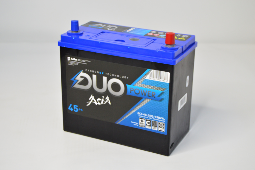 Аккумулятор DUO POWER Asia 45Ah Обратная -/+ (тонкие клеммы)