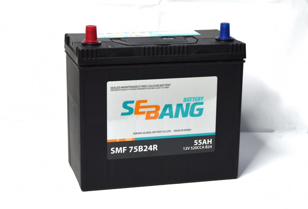 Аккумулятор SEBANG SMF 55Ah Прямая +/- Азия (тонкие клеммы)