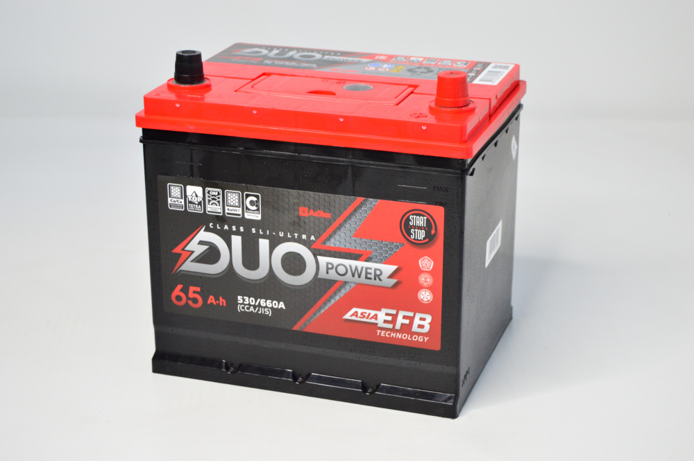 Аккумулятор DUO POWER EFB Asia 65Ah Обратная -/+ Азия